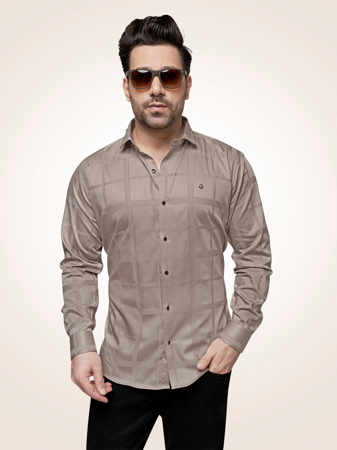 Black and White Self Checks Cocktail Shirt- Premium 60s CountsSelf Checks Cocktail Shirt- Premium 60s Counts Camel