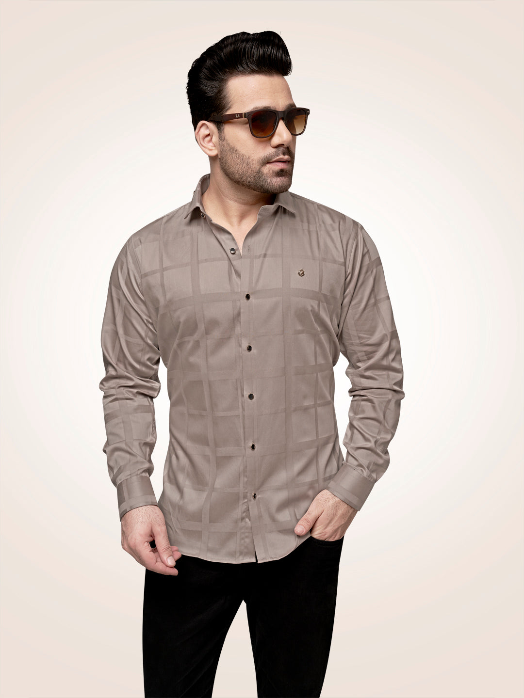 Black and White Self Checks Cocktail Shirt- Premium 60s CountsSelf Checks Cocktail Shirt- Premium 60s Counts Camel