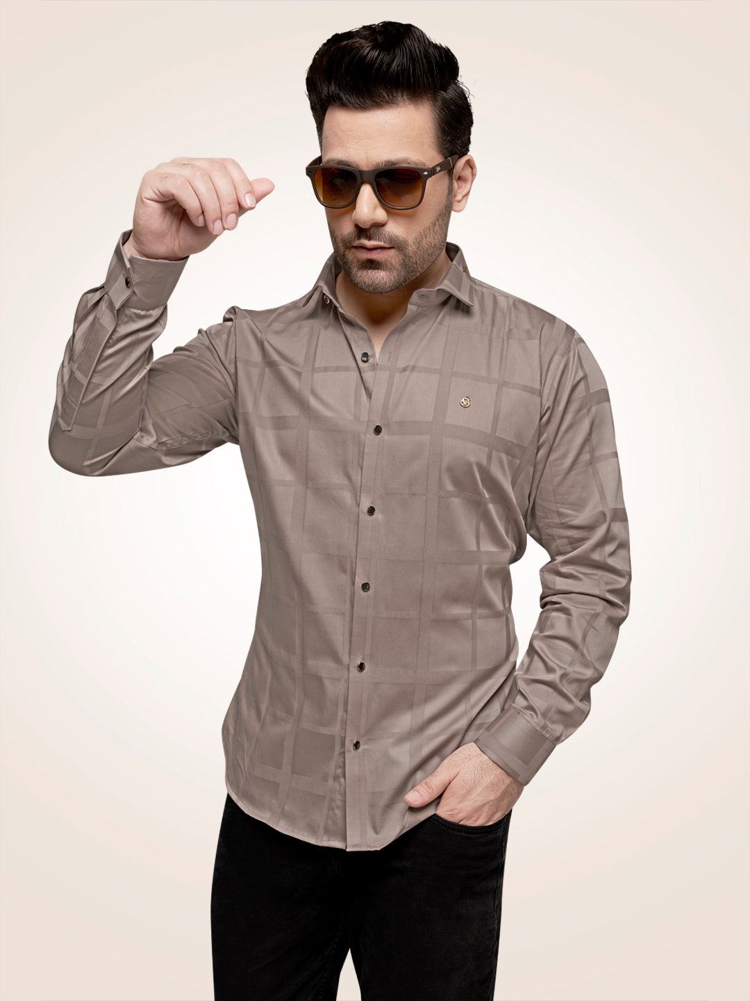 Black and White Self Checks Cocktail Shirt- Premium 60s CountsSelf Checks Cocktail Shirt- Premium 60s Counts Camel