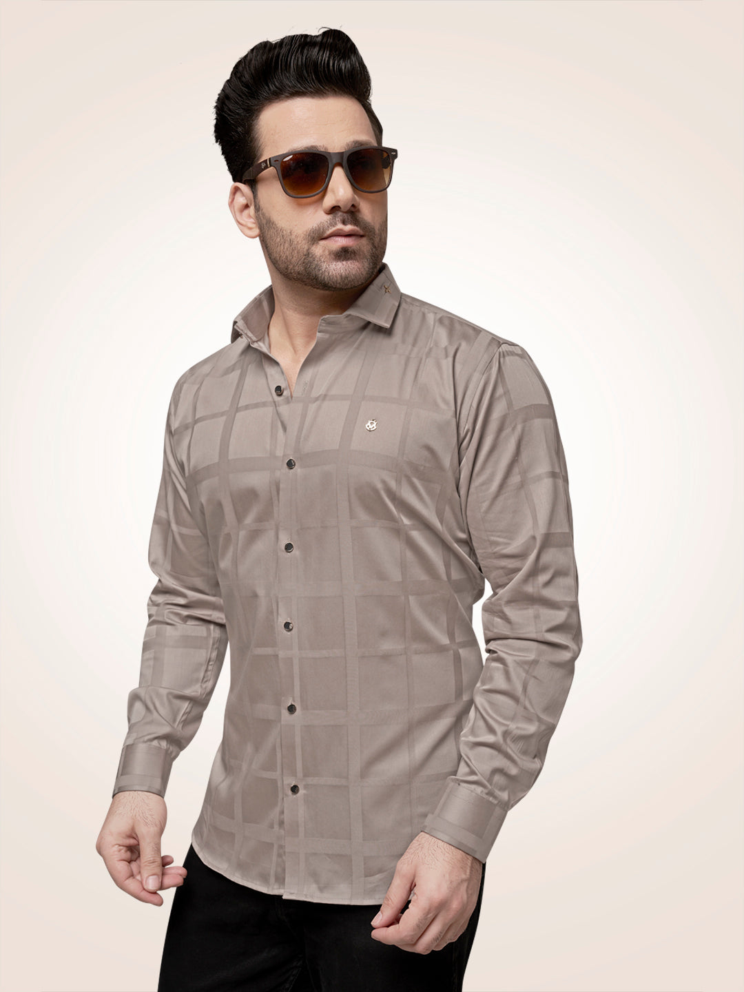 Black and White Self Checks Cocktail Shirt- Premium 60s CountsSelf Checks Cocktail Shirt- Premium 60s Counts Camel