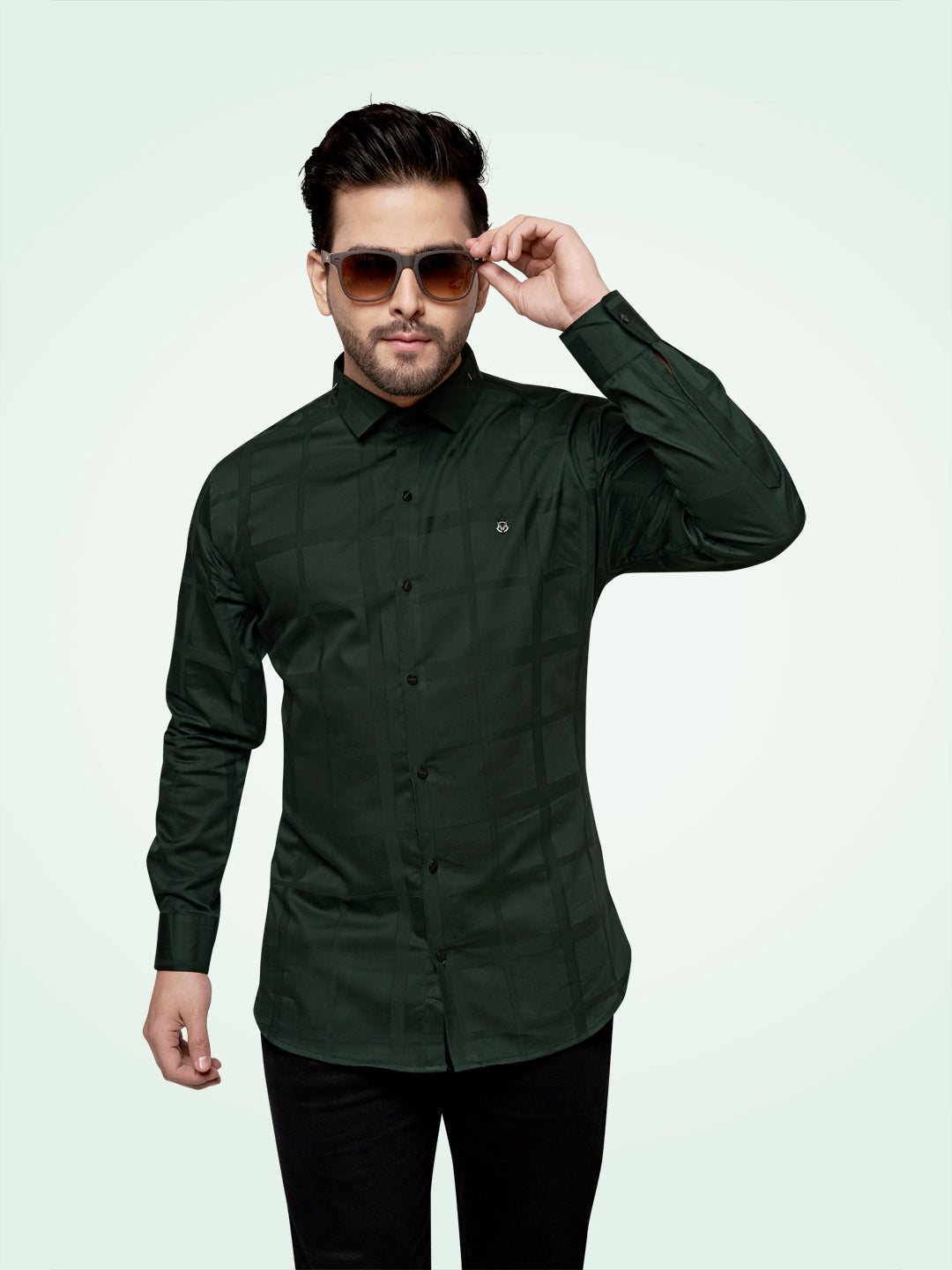 Black and White Self Checks Cocktail Shirt- Premium 60s CountsSelf Checks Cocktail Shirt- Premium 60s Counts Green