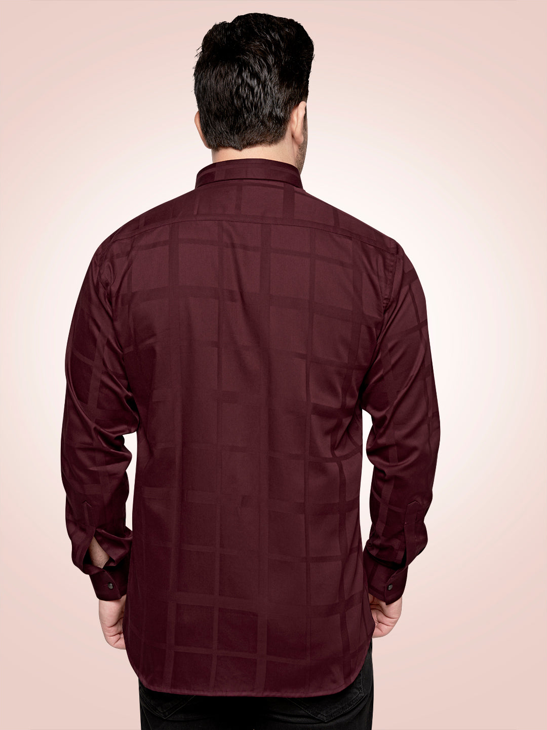 Black and White Self Checks Cocktail Shirt- Premium 60s CountsSelf Checks Cocktail Shirt- Premium 60s Counts Maroon
