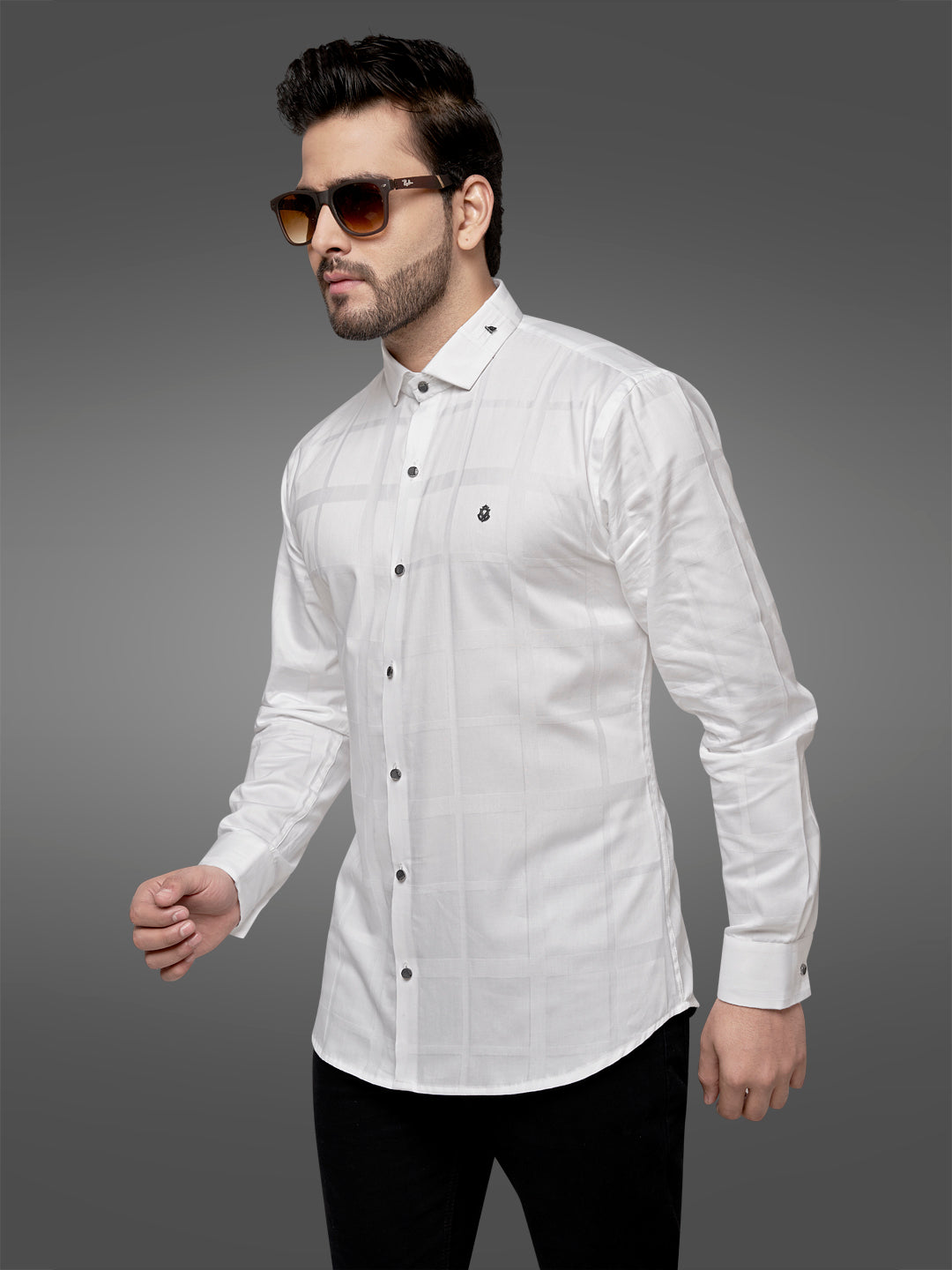 Black and White Self Checks Cocktail Shirt- Premium 60s CountsSelf Checks Cocktail Shirt- Premium 60s Counts White