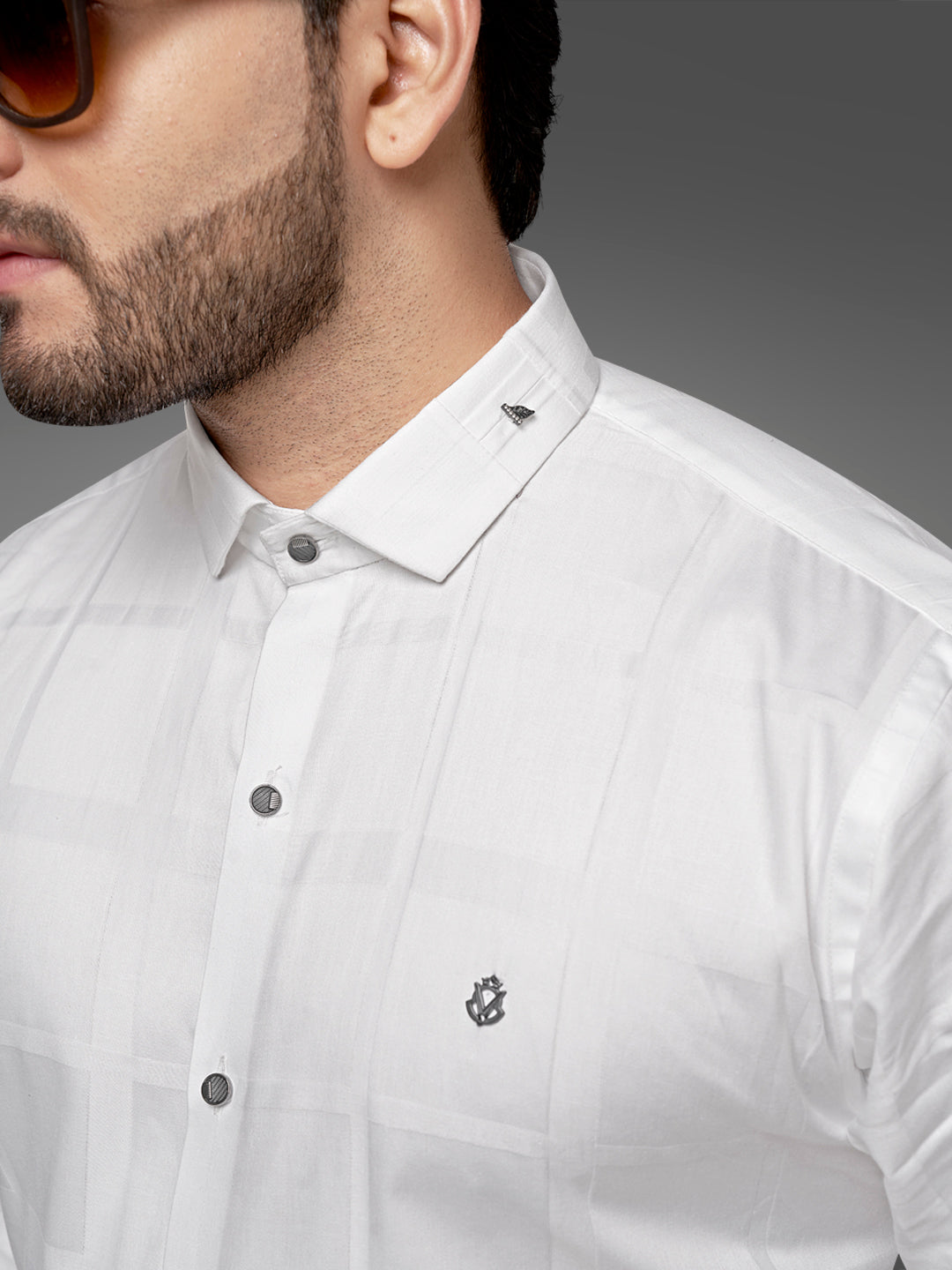 Black and White Self Checks Cocktail Shirt- Premium 60s CountsSelf Checks Cocktail Shirt- Premium 60s Counts White