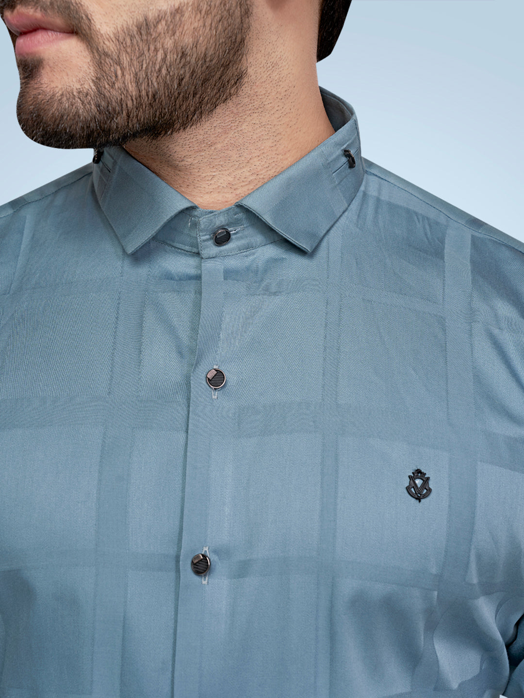 Black and White Self Checks Cocktail Shirt- Premium 60s CountsSelf Checks Cocktail Shirt- Premium 60s Counts Blue