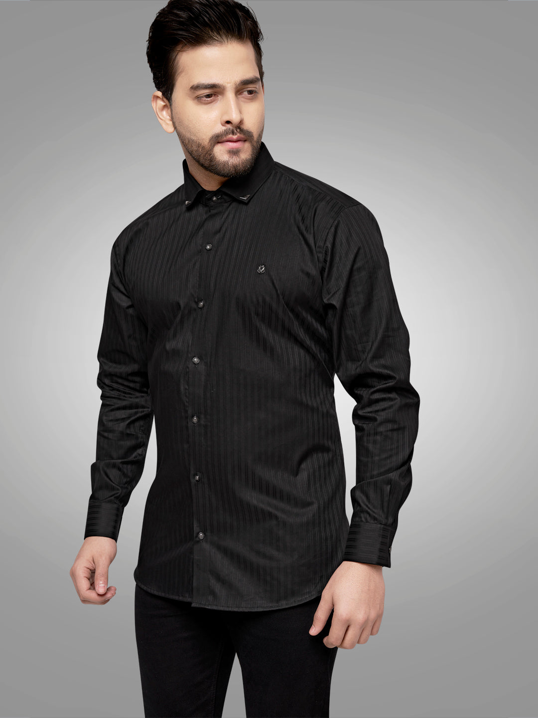 Self Lining Cocktail Shirt- Premium 60s Counts-Black