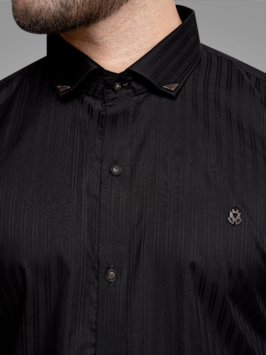 Self Lining Cocktail Shirt- Premium 60s Counts-Black