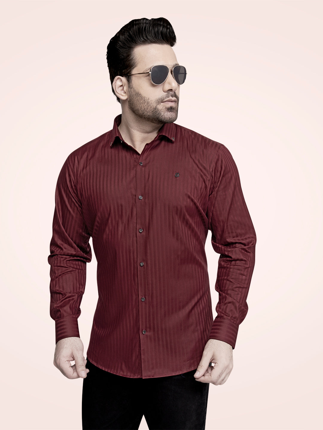 Self Lining Cocktail Shirt- Premium 60s Counts-Maroon
