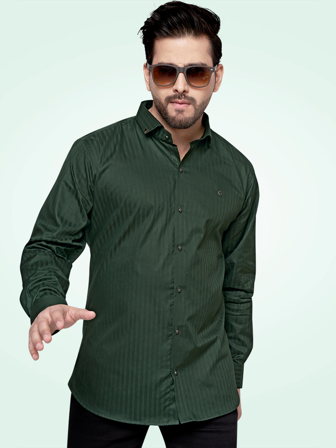 Self Lining Cocktail Shirt- Premium 60s Counts-Emerald Green