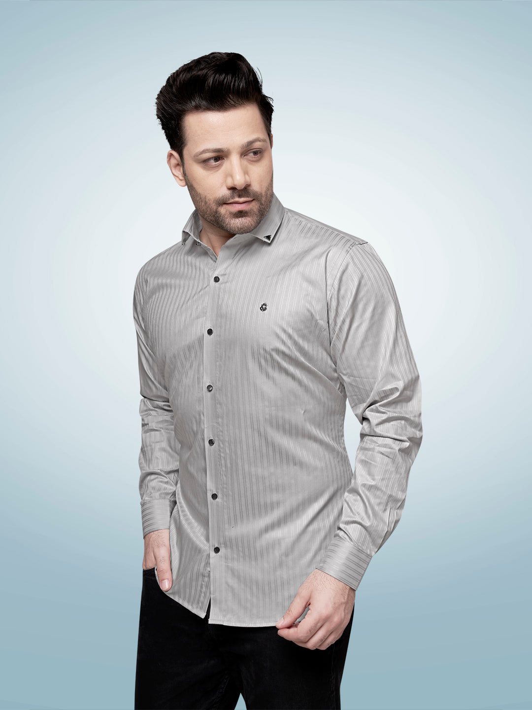 Self Lining Cocktail Shirt- Premium 60s Counts-German Grey