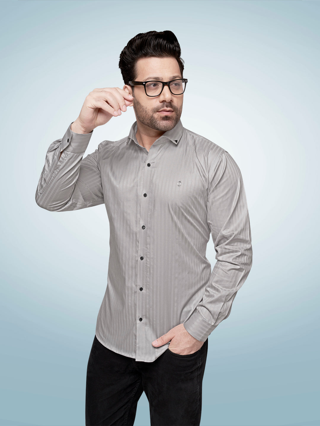 Self Lining Cocktail Shirt- Premium 60s Counts-German Grey