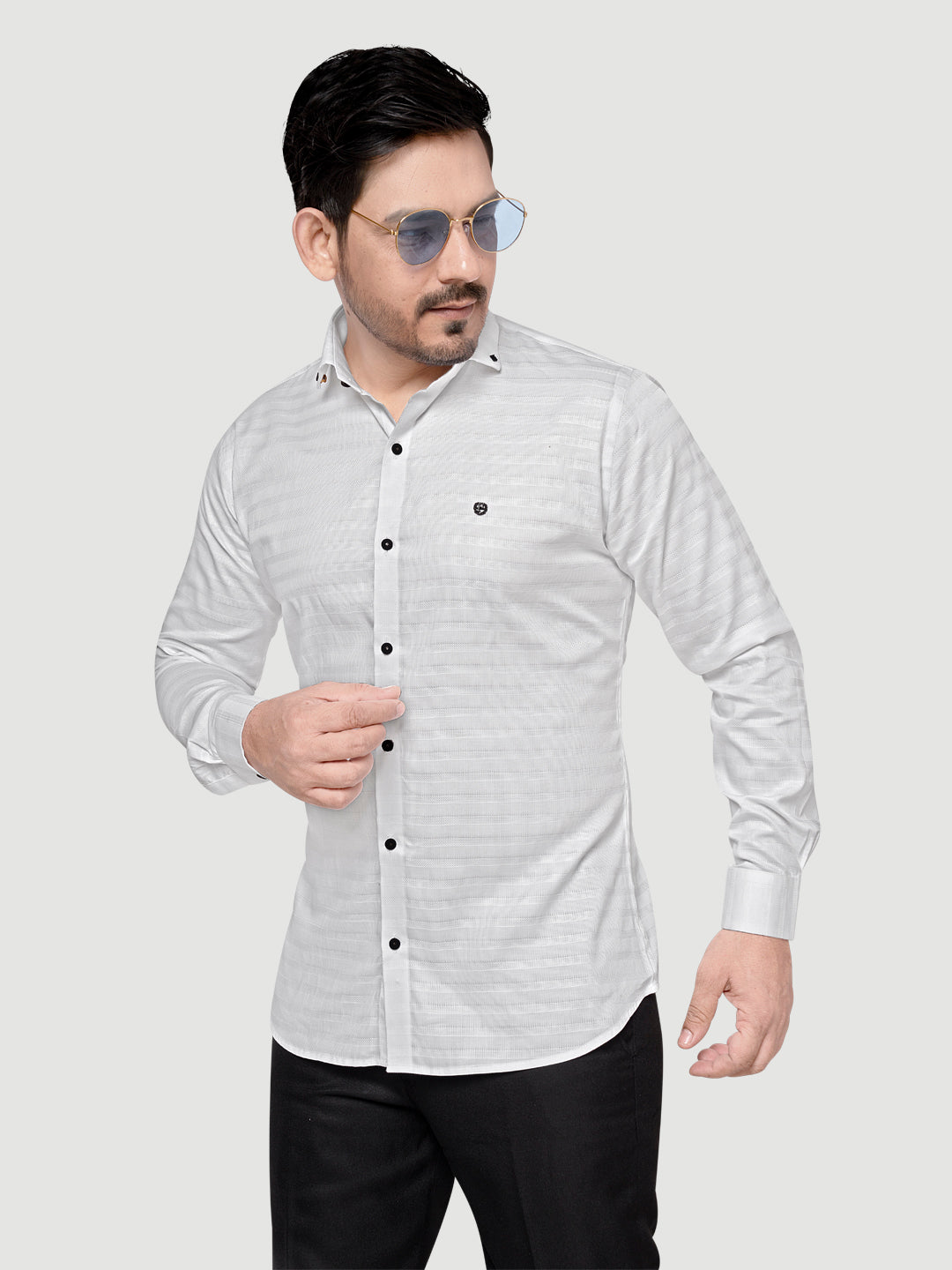 Designer Weft Shirt with Metal Buttons