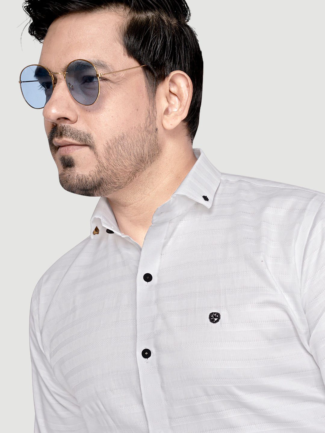 Designer Weft Shirt with Metal Buttons