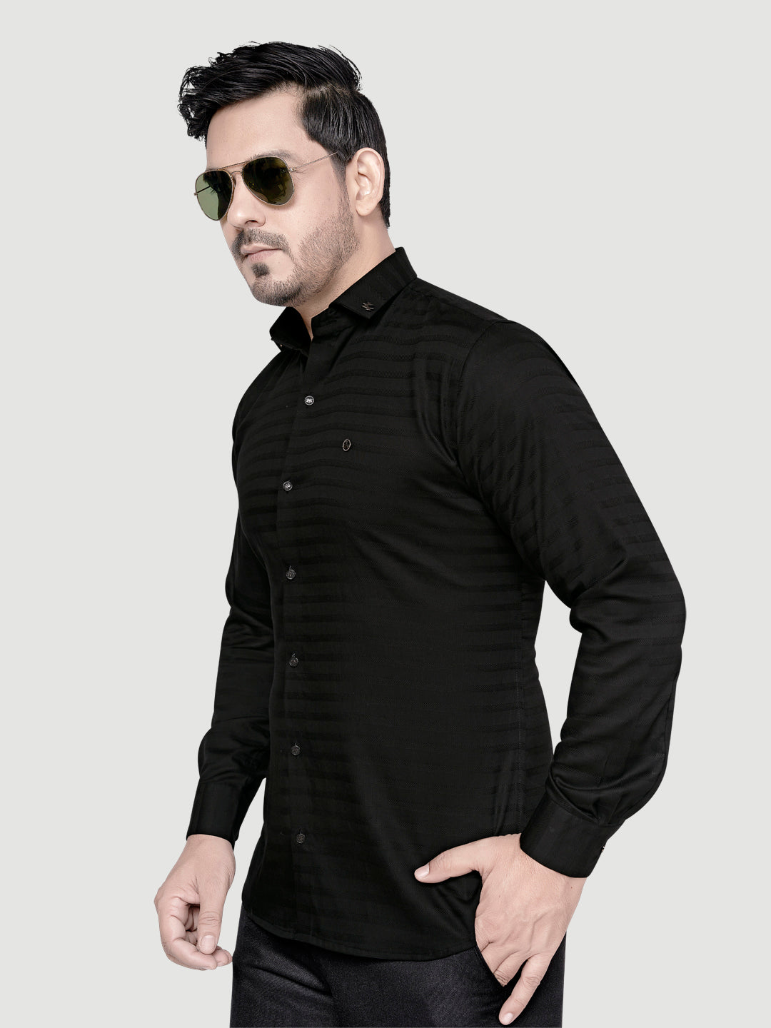 Designer Weft Shirt with Metal Buttons