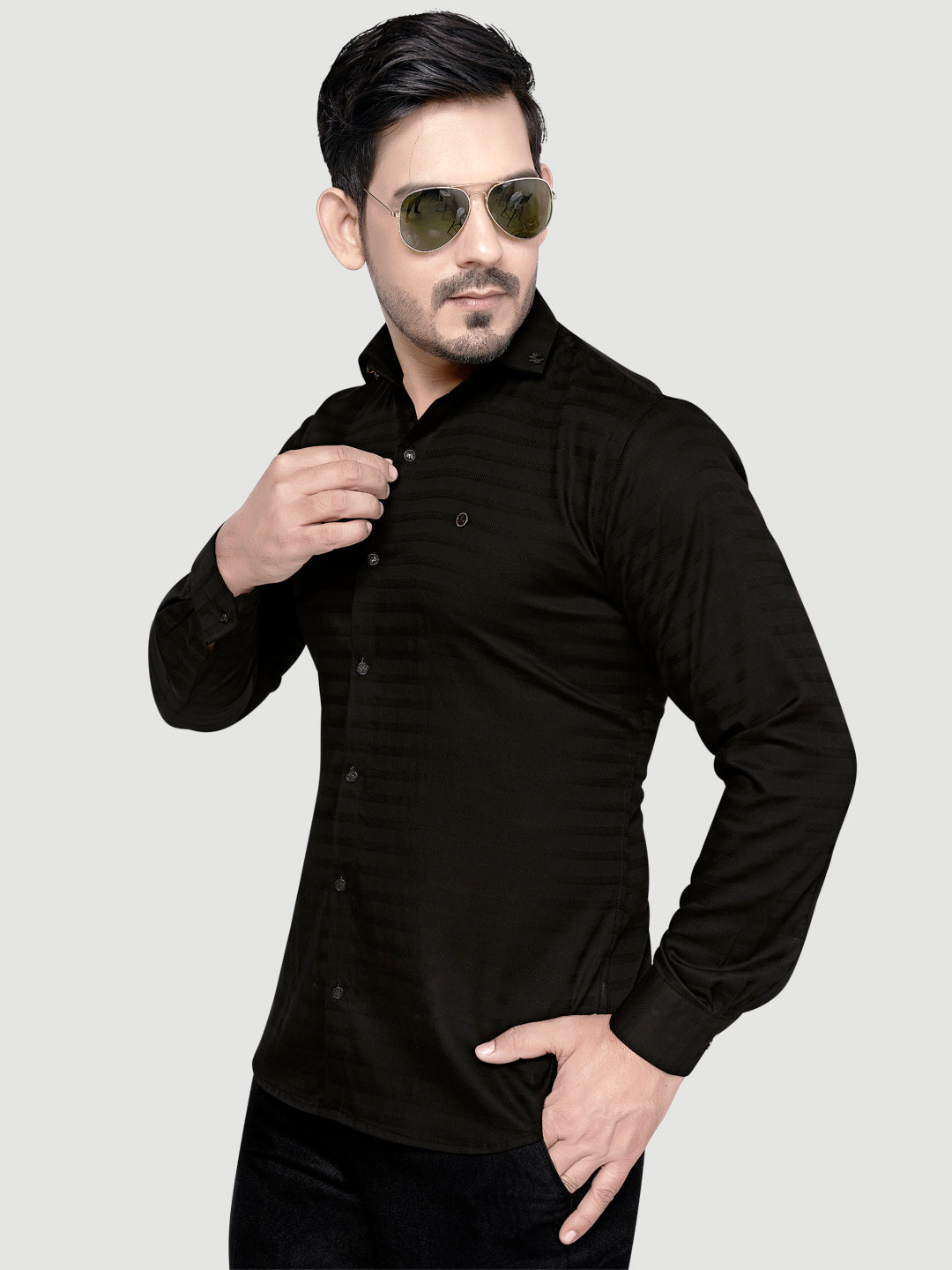Designer Weft Shirt with Metal Buttons