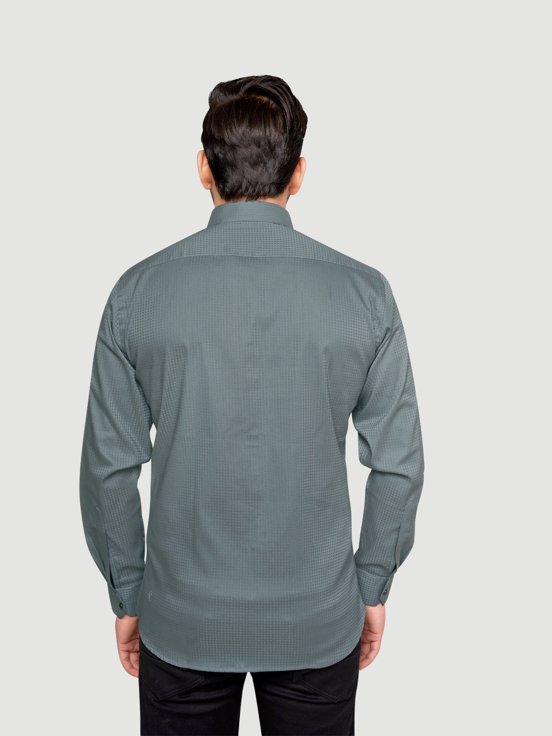 Black and white shirts Men's Designer Shirt with textured dobby fabric & Patch Comet Grey