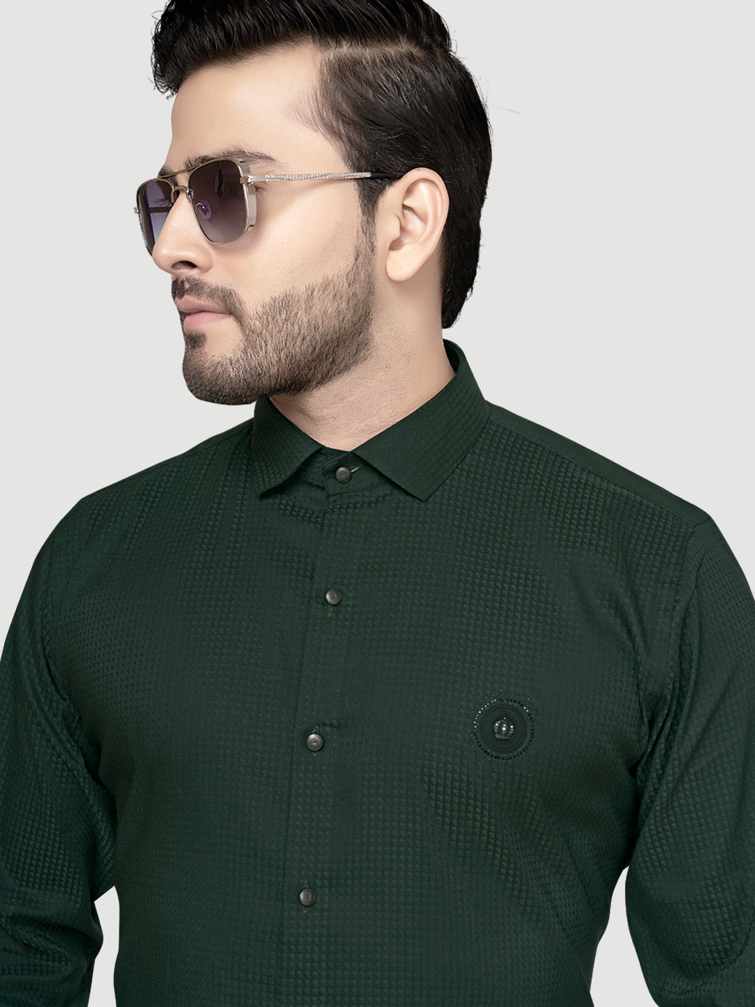 Black and white shirts Men's Designer Shirt with textured dobby fabric & Patch Purple