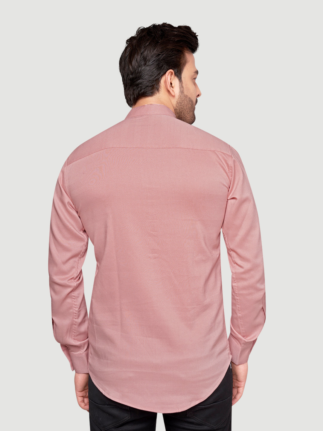 Black and White Shirts Men's Designer Short Kurta with Metal Buttons Salmon Pink