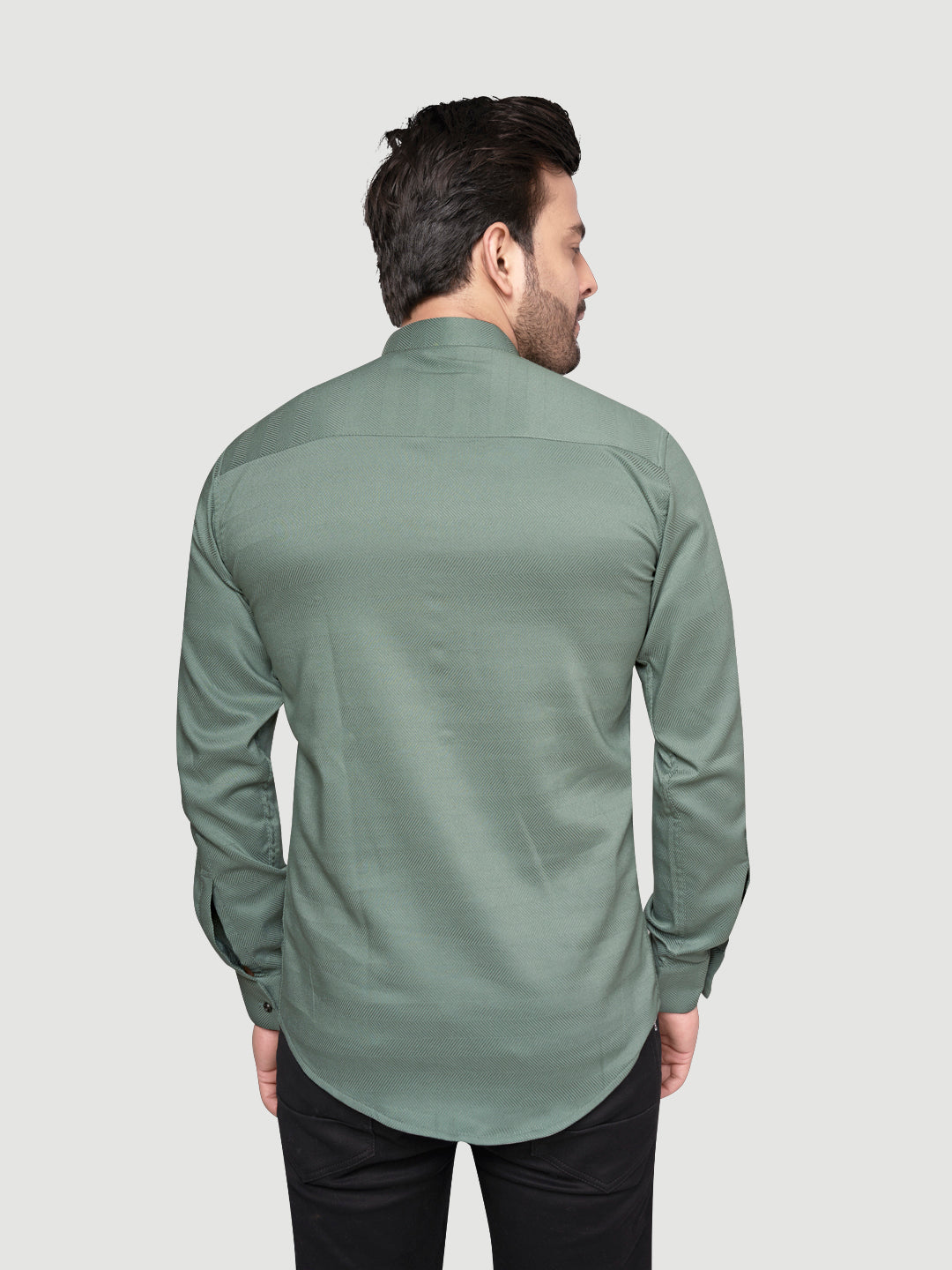 Black and White Shirts Men's Designer Short Kurta with Metal Buttons Teal Green