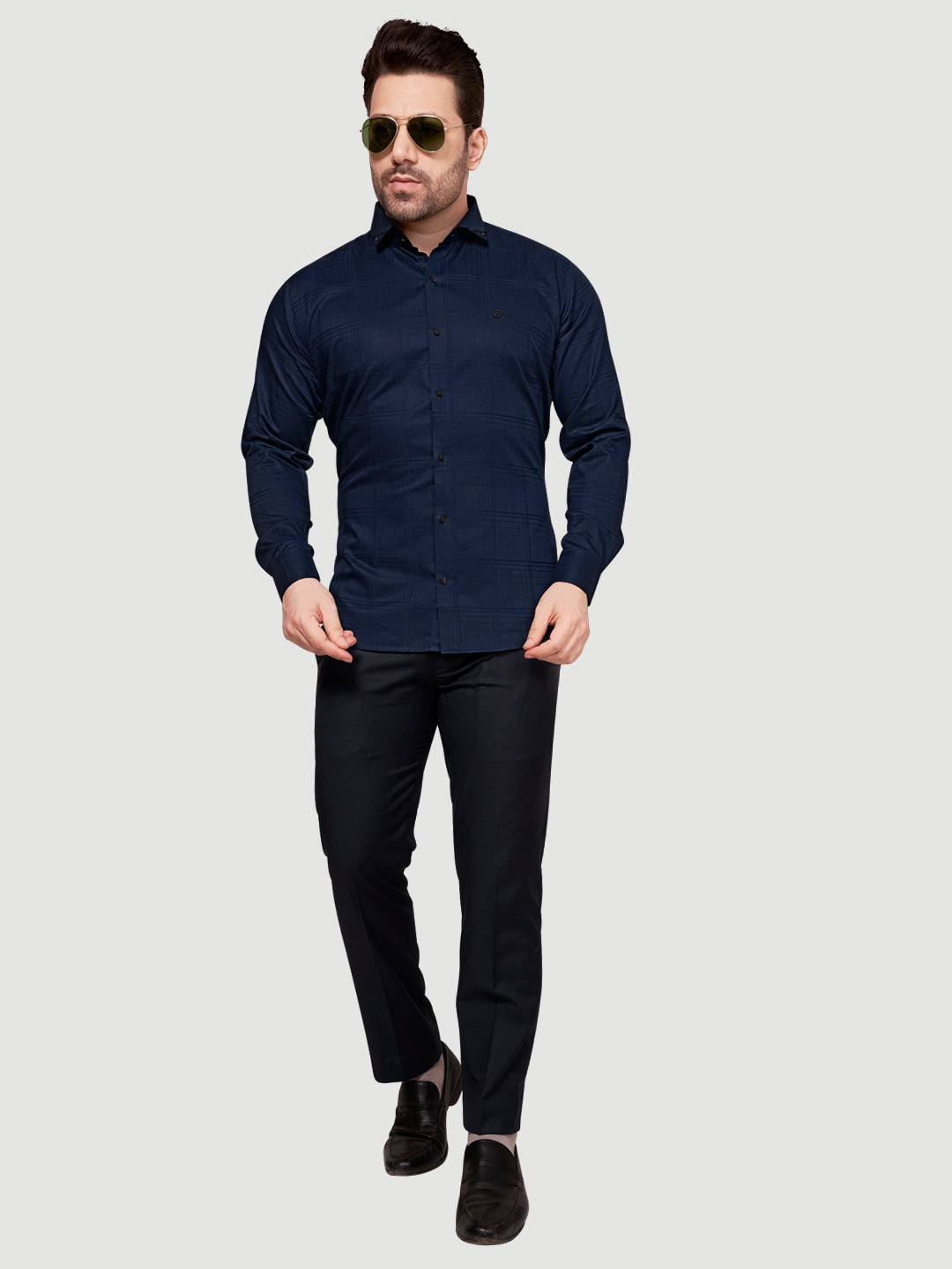 Black and White Shirt Designer Sheen Shirt with Metal Broach-2