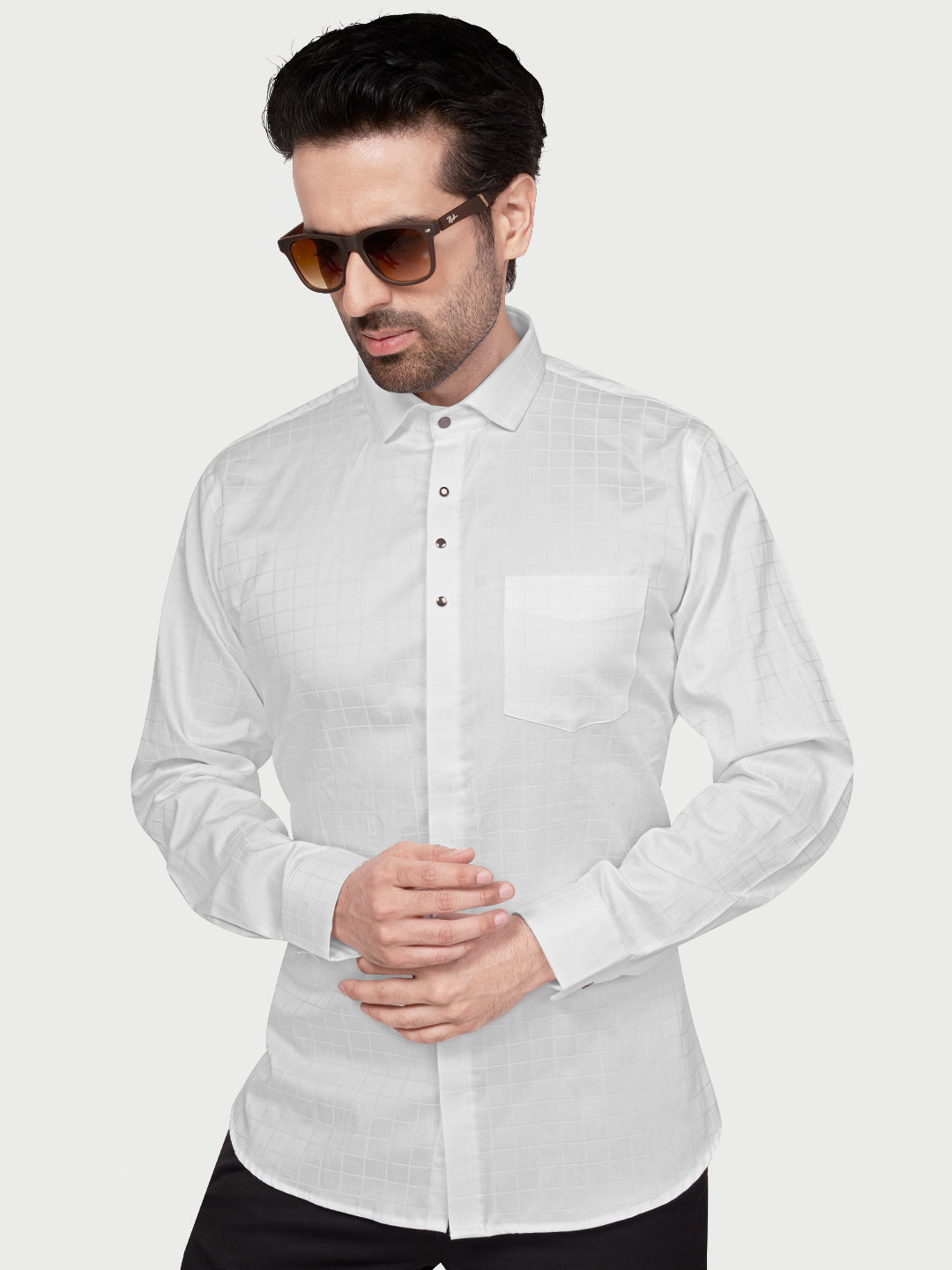 Black & White Designer Shimmer Shirt White