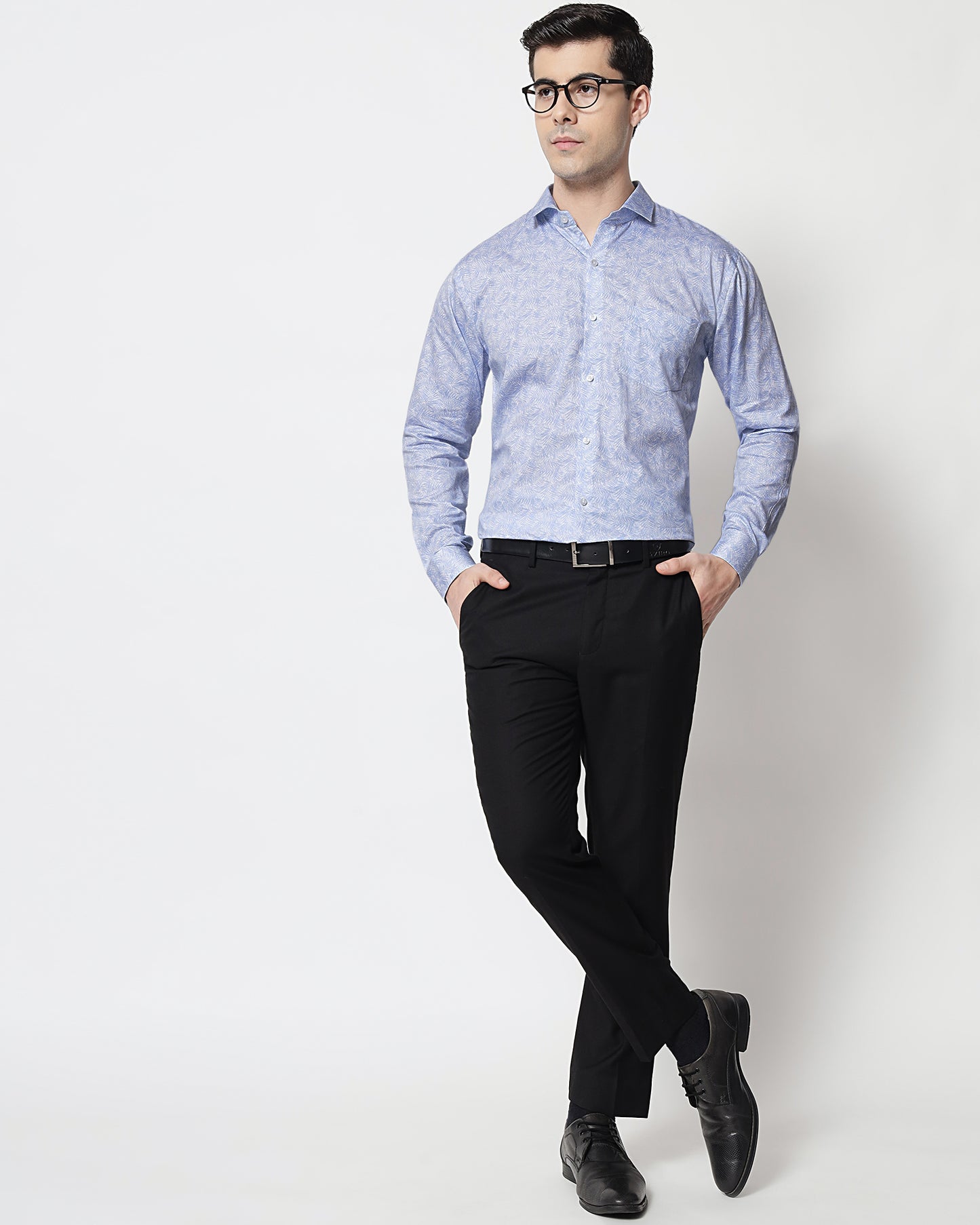 Black and White Shirts Blue Print Shirt