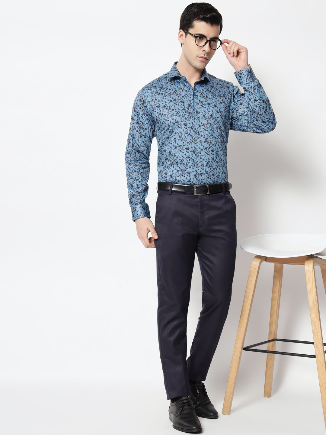 Black and White Shirts Blue Print Shirt