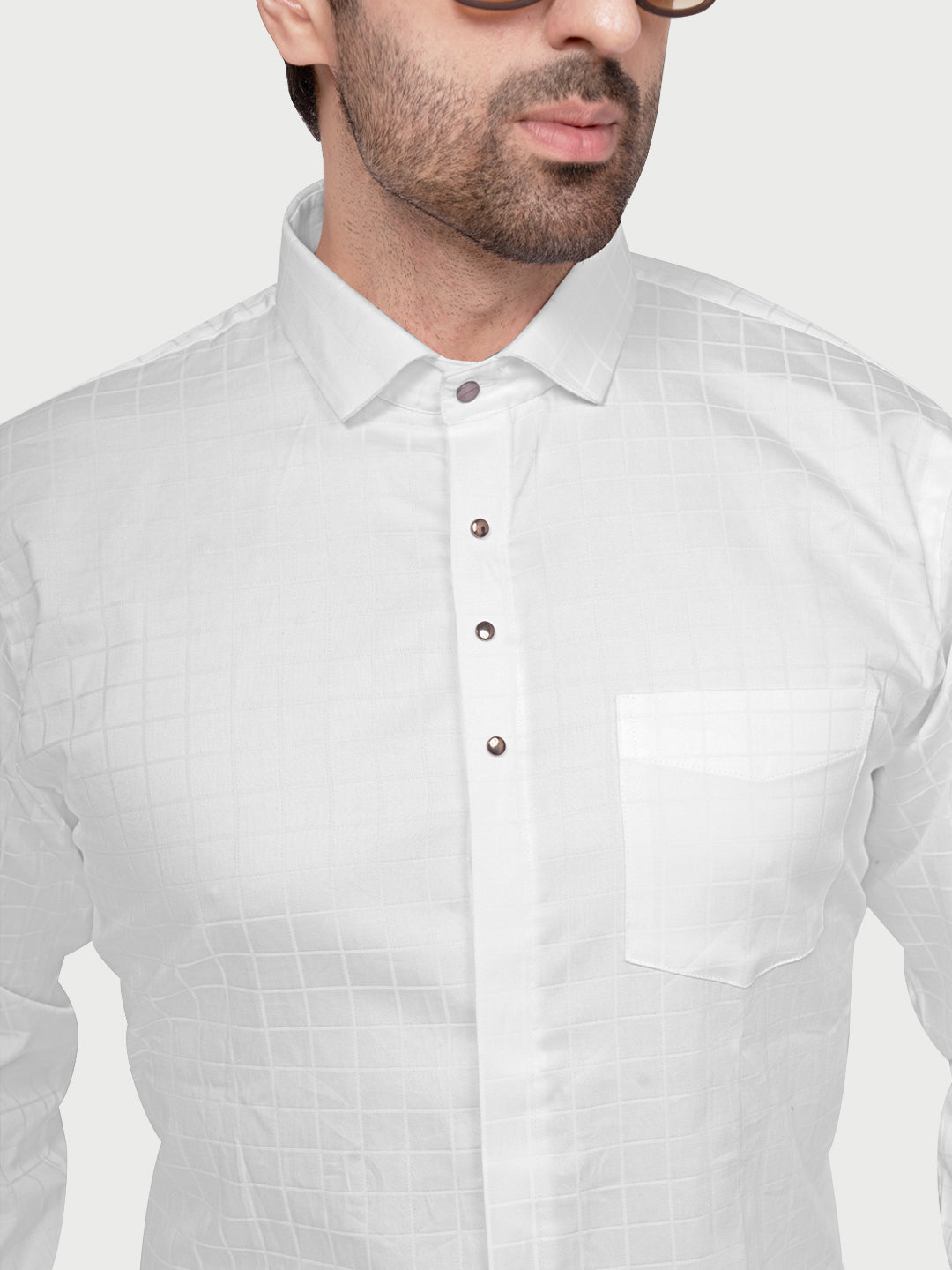 Black & White Designer Shimmer Shirt White