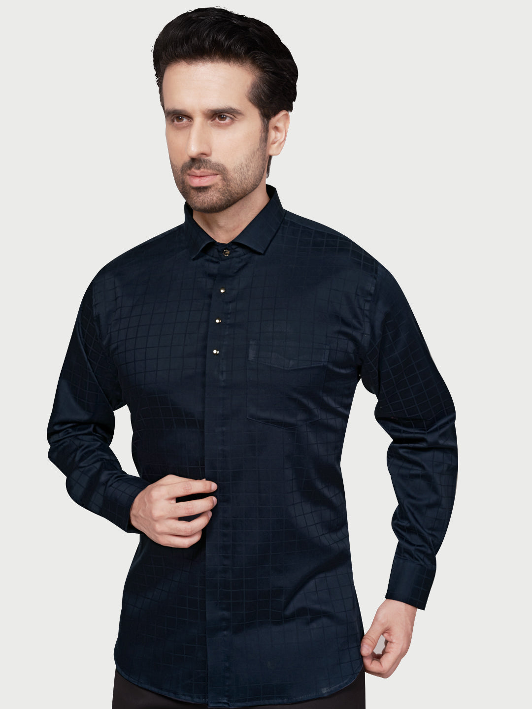 Black & White Designer Shimmer Shirt Navy Blue