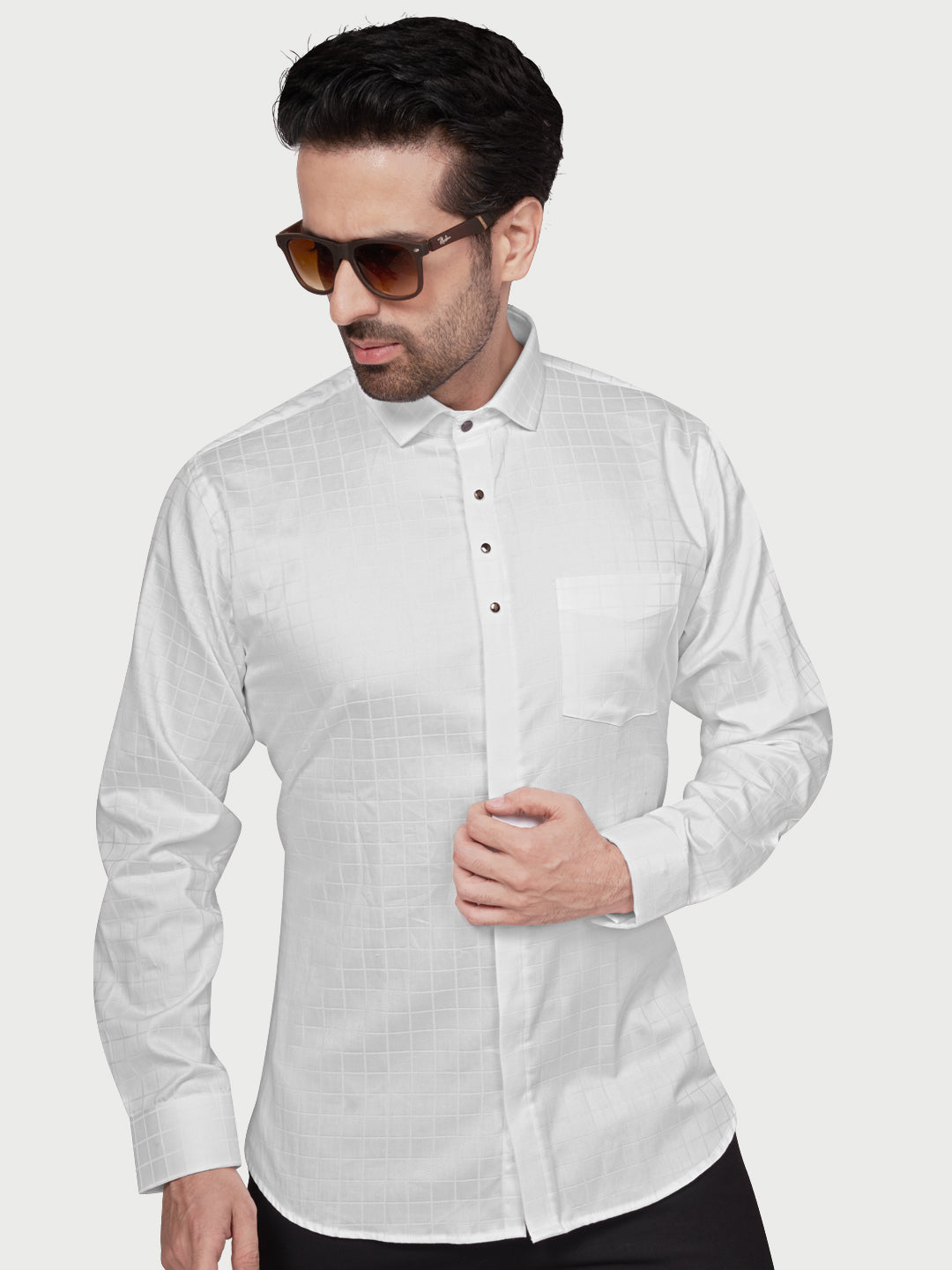 Black & White Designer Shimmer Shirt White
