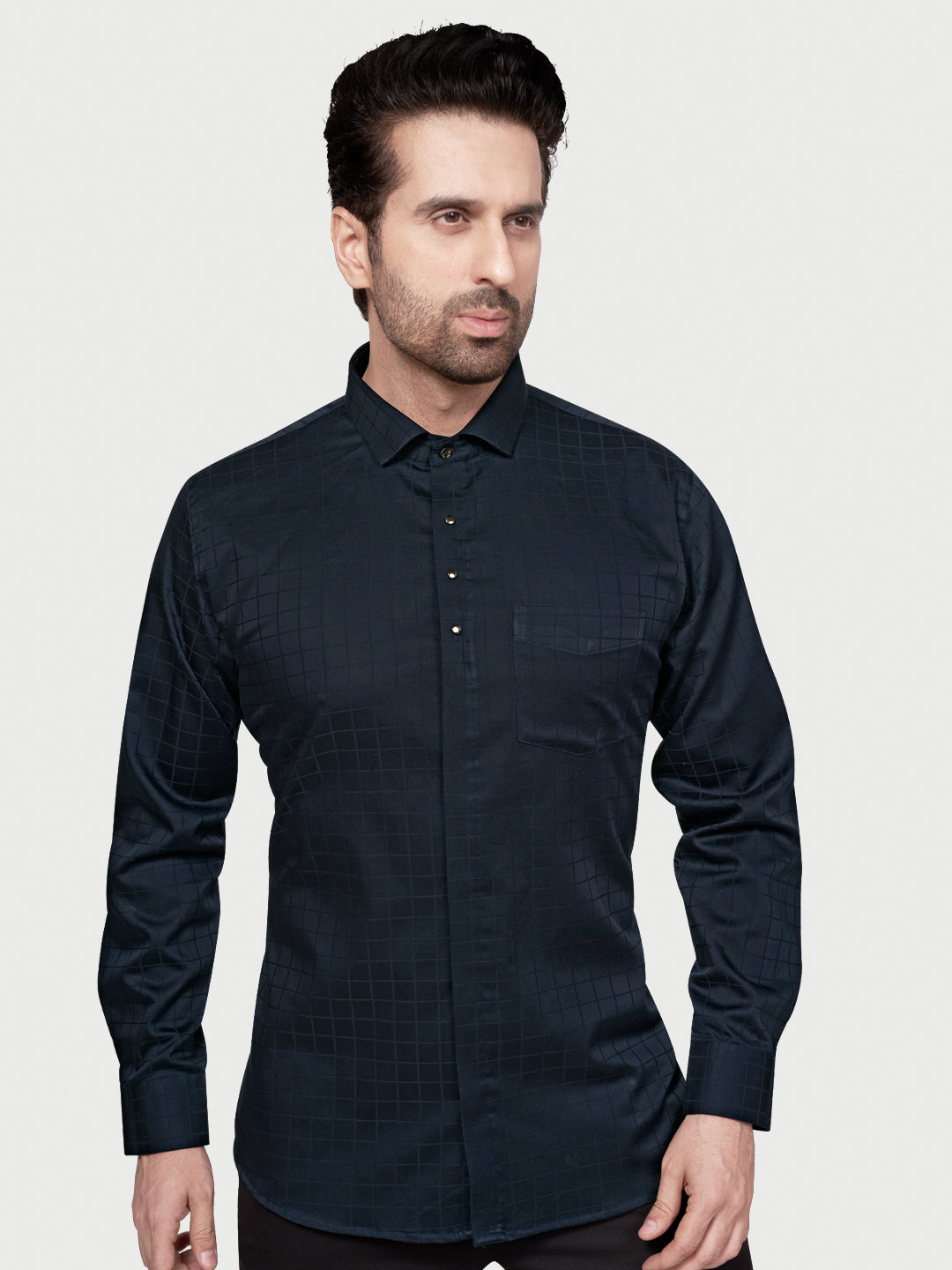 Black & White Designer Shimmer Shirt Navy Blue