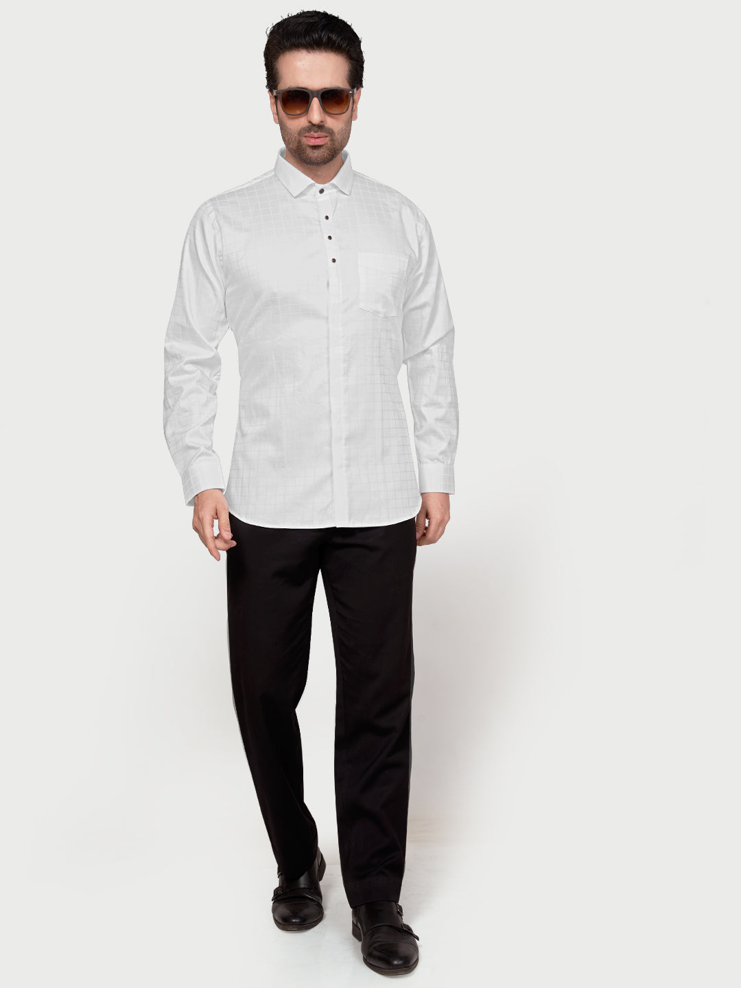 Black & White Designer Shimmer Shirt White