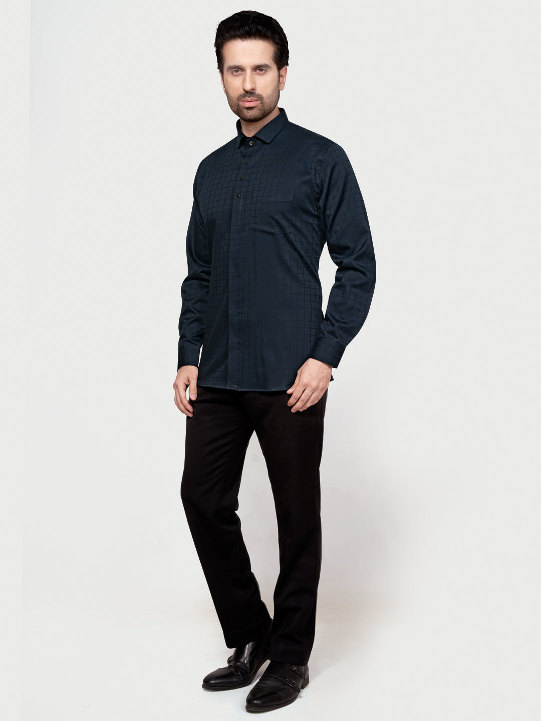Black & White Designer Shimmer Shirt Navy Blue