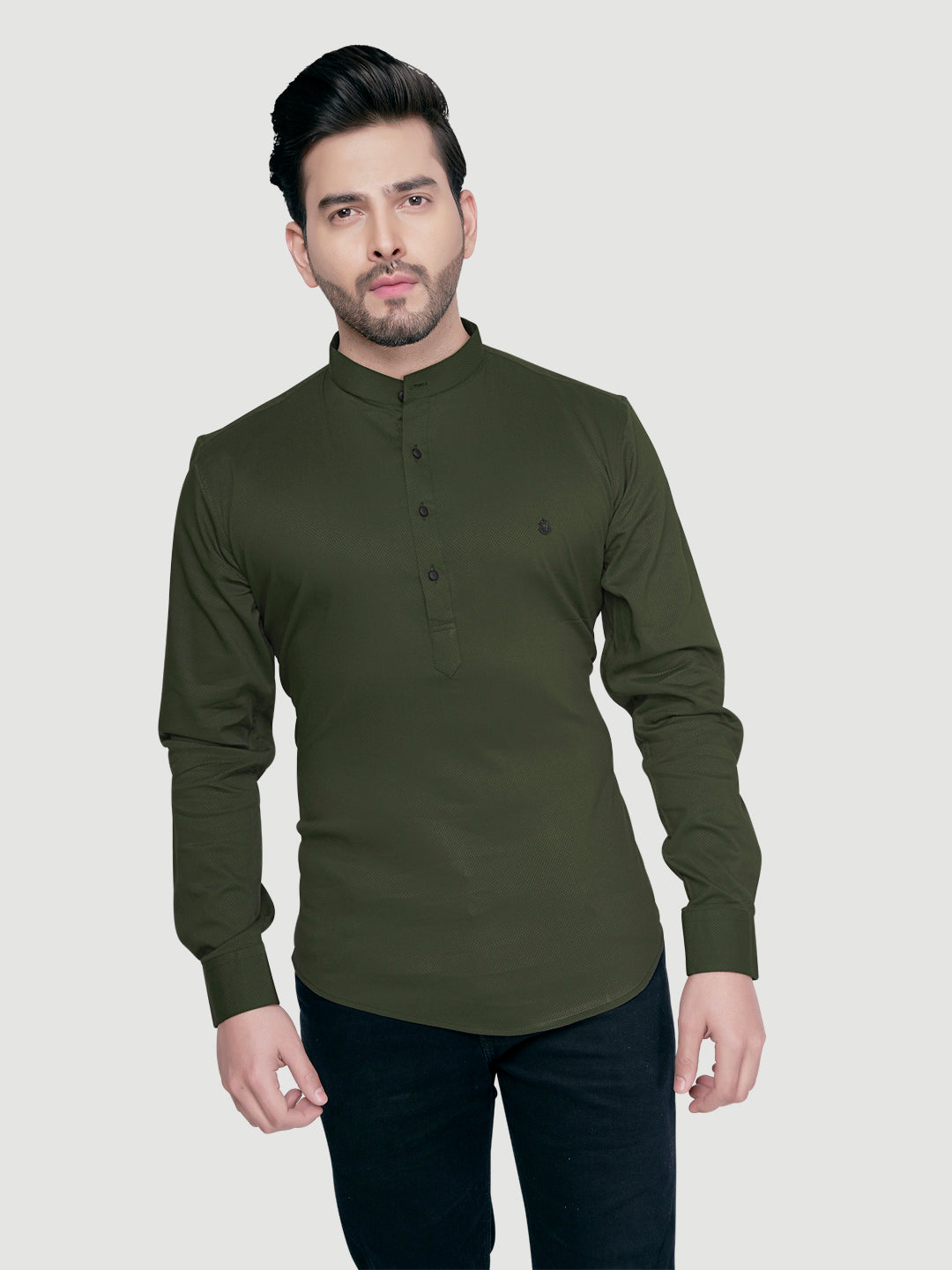 Black and White Men's Designer Shirt with Collar Accessory & Broach-16