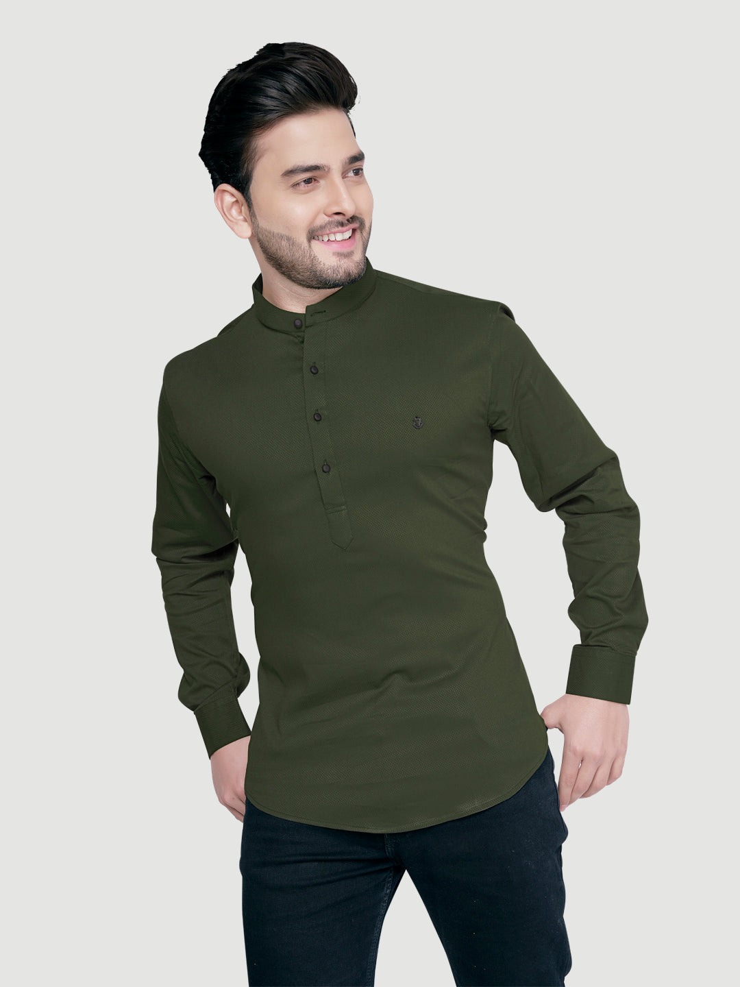 Black and White Men's Designer Shirt with Collar Accessory & Broach-16