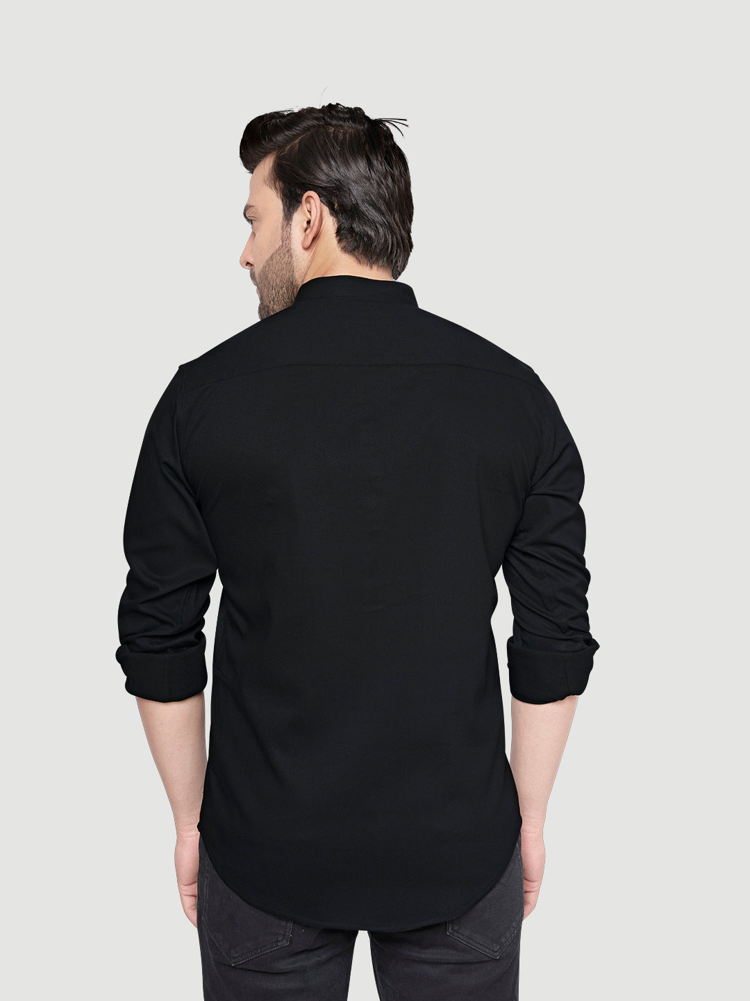 Black and White Men's Designer Shirt with Collar Accessory & Broach-13