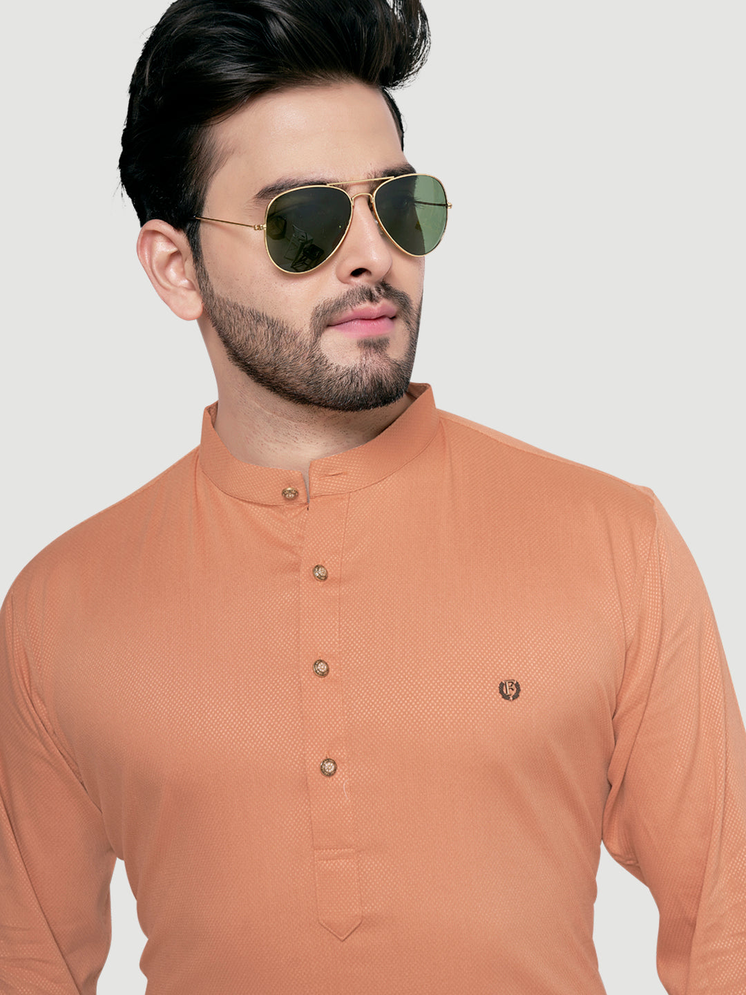 Black and White Men's Designer Shirt with Collar Accessory & Broach-14