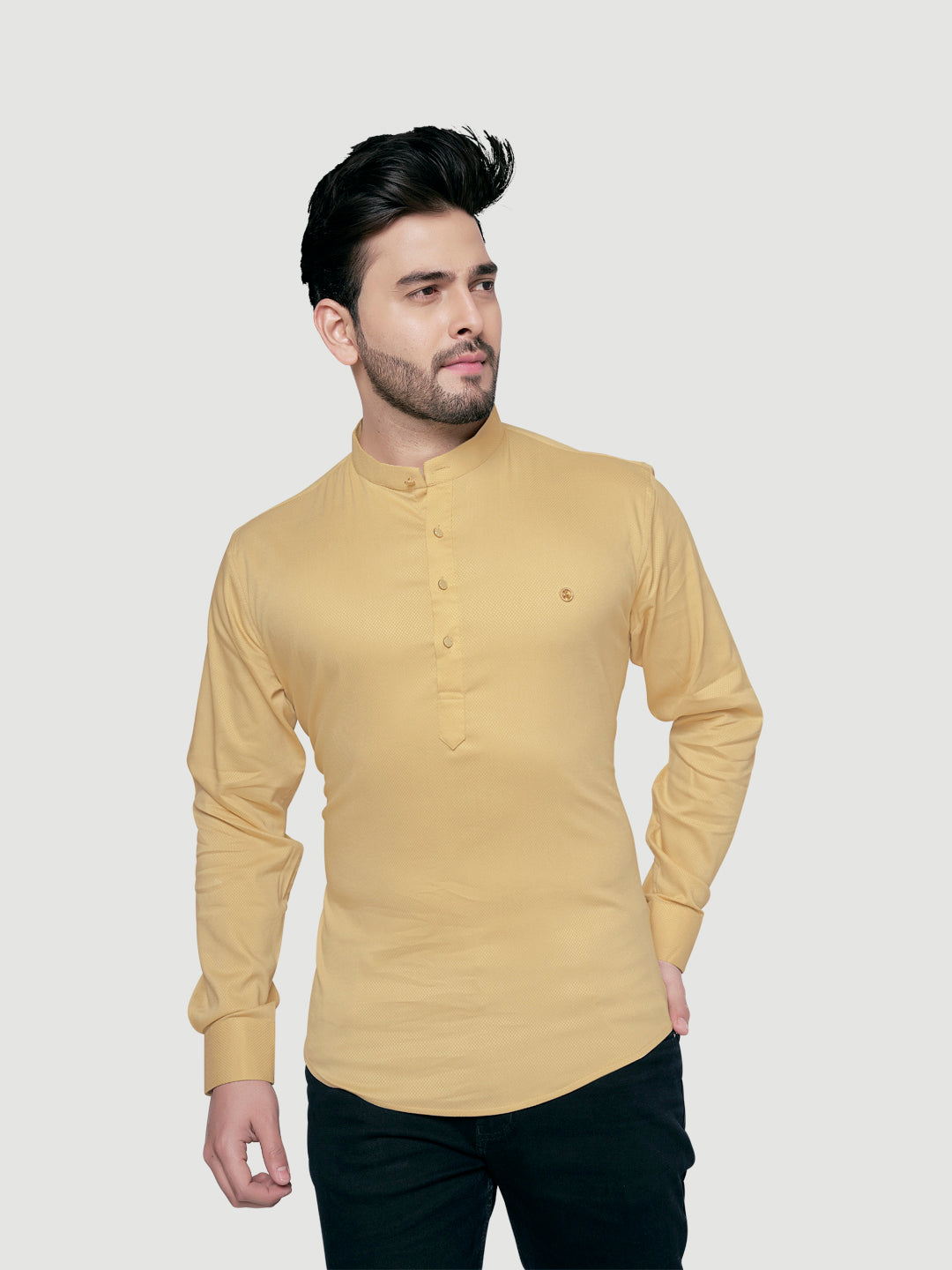 Black and White Men's Designer Shirt with Collar Accessory & Broach-15