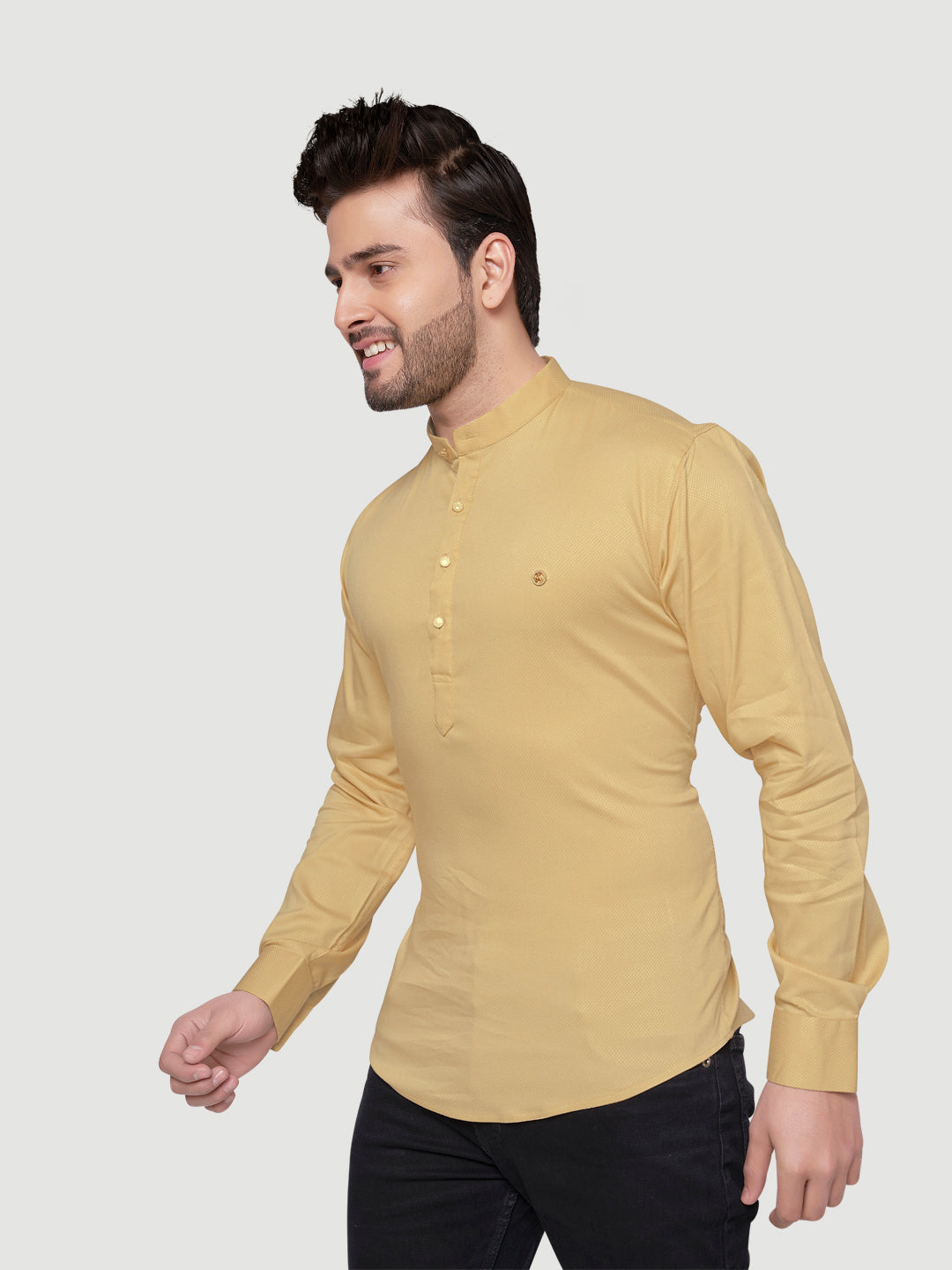 Black and White Men's Designer Shirt with Collar Accessory & Broach-15