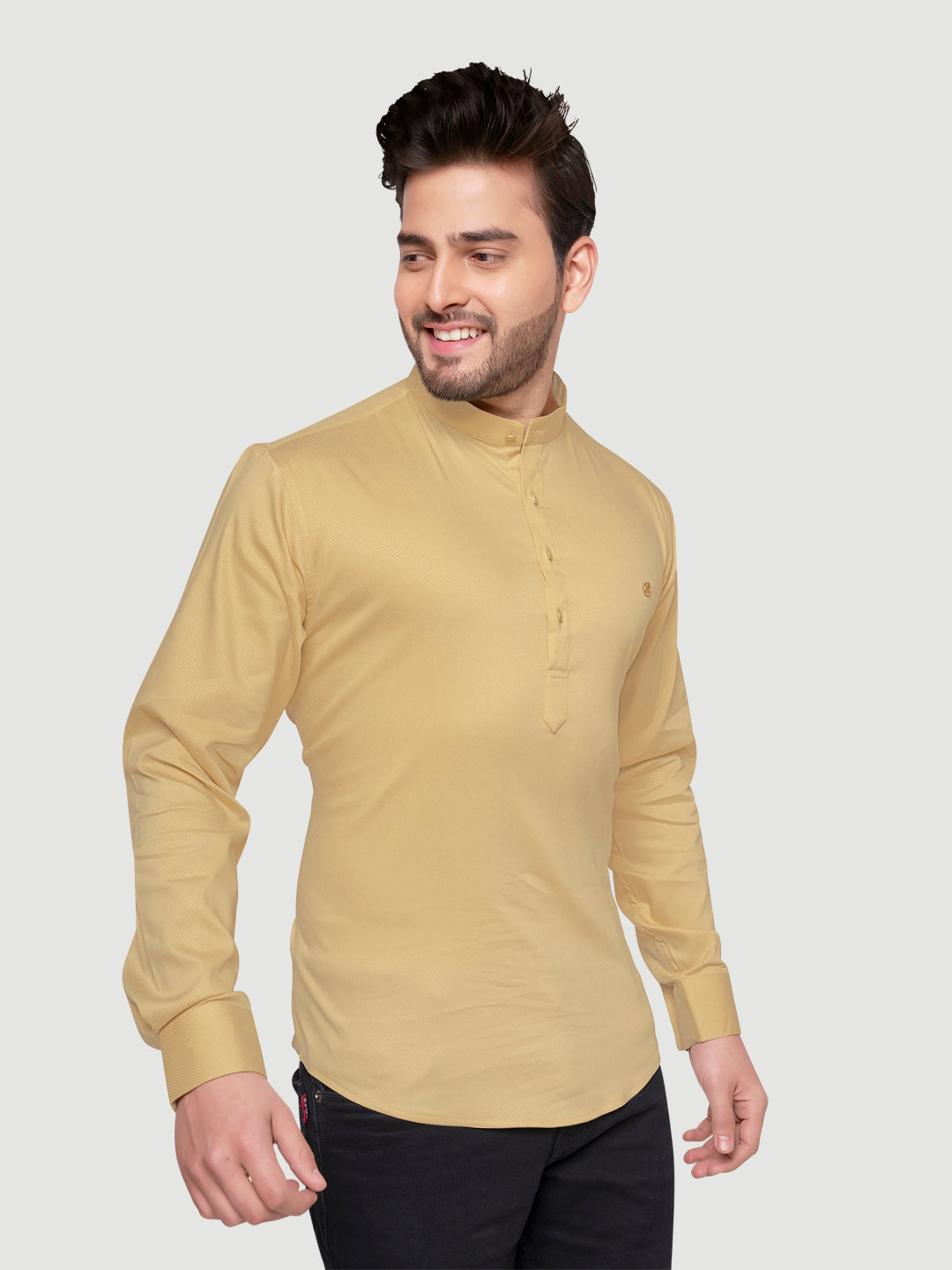Black and White Men's Designer Shirt with Collar Accessory & Broach-15