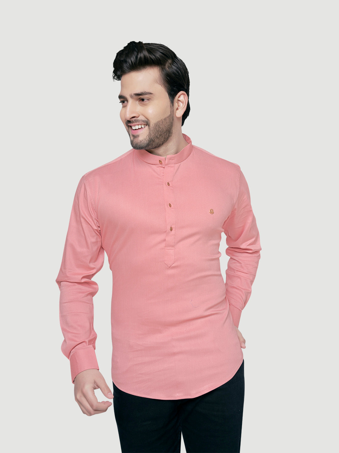 Black and White Men's Designer Shirt with Collar Accessory & Broach-17