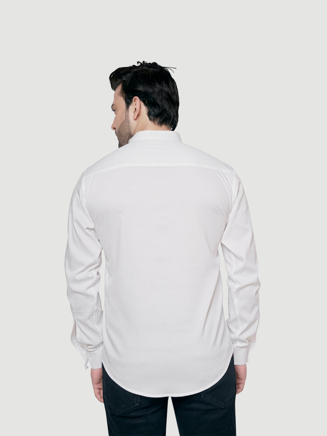 Black and White Men's Designer Shirt with Collar Accessory & Broach-18