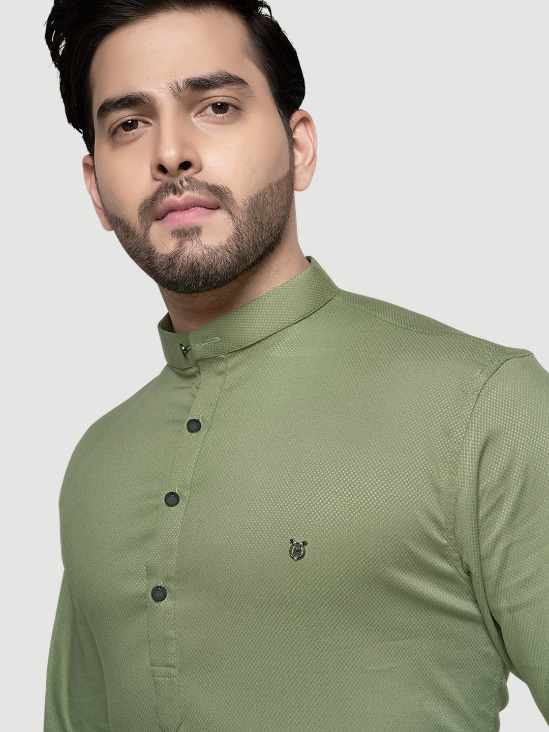 Black and White Men's Designer Shirt with Collar Accessory & Broach-19