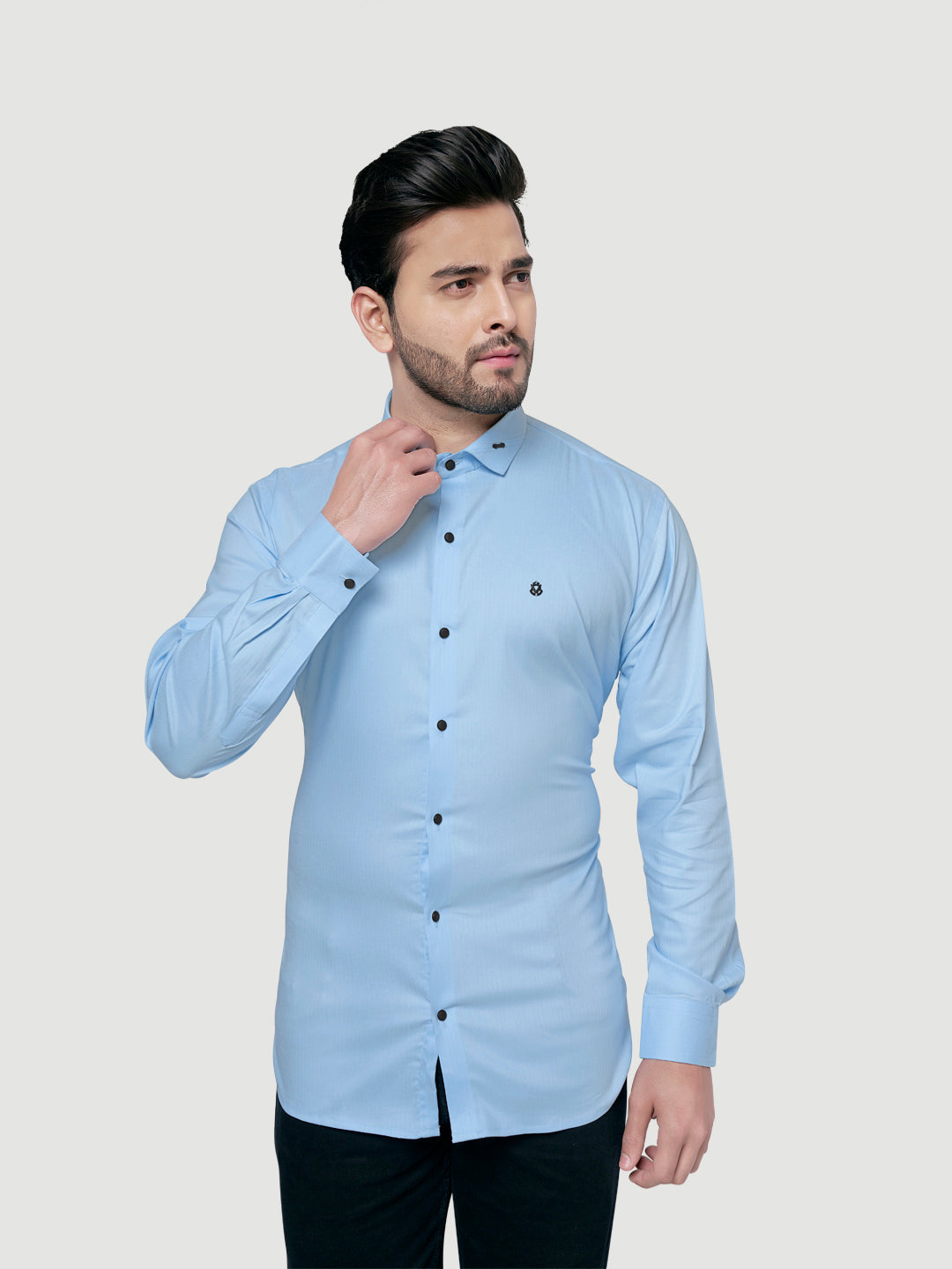 Black and White Designer Shirts with Collar Accessory & Metal Broach-6