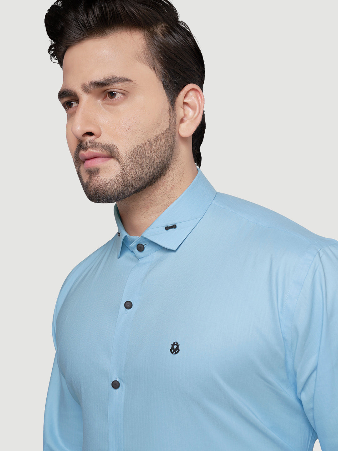 Black and White Designer Shirts with Collar Accessory & Metal Broach-6