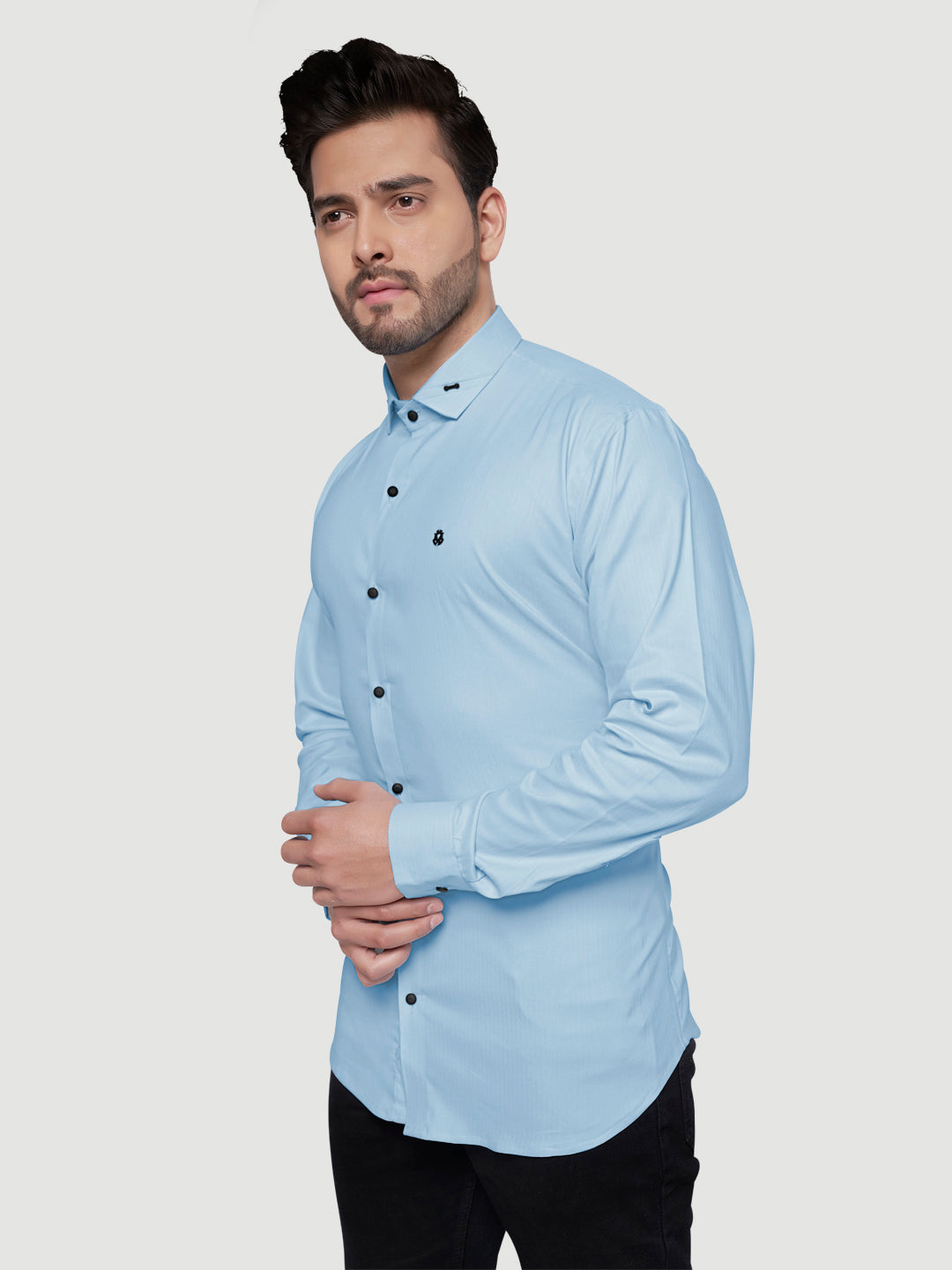 Black and White Designer Shirts with Collar Accessory & Metal Broach-6