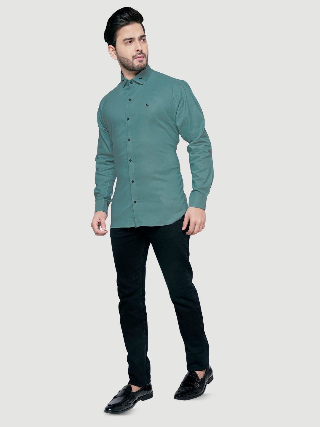 Black and White Designer Shirts with Collar Accessory & Metal Broach-8