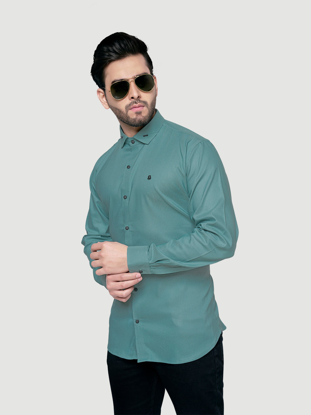 Black and White Designer Shirts with Collar Accessory & Metal Broach-8