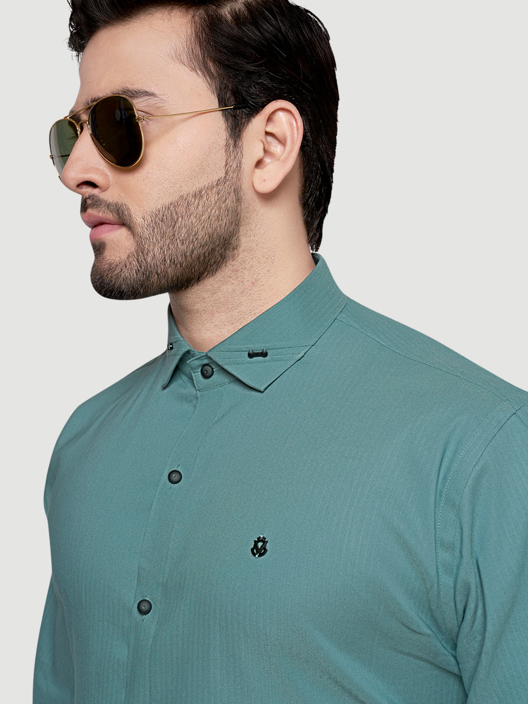 Black and White Designer Shirts with Collar Accessory & Metal Broach-8