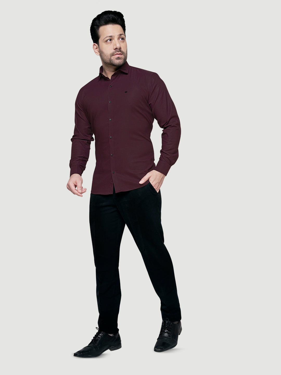 Black and White Designer Shirts with Collar Accessory & Metal Broach-9